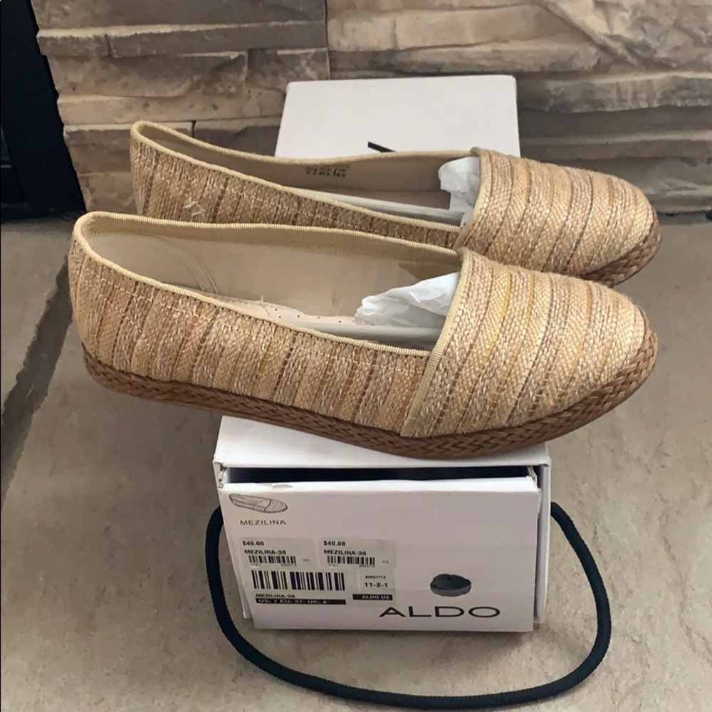 Aldo Beige Woven Espadrille Flats